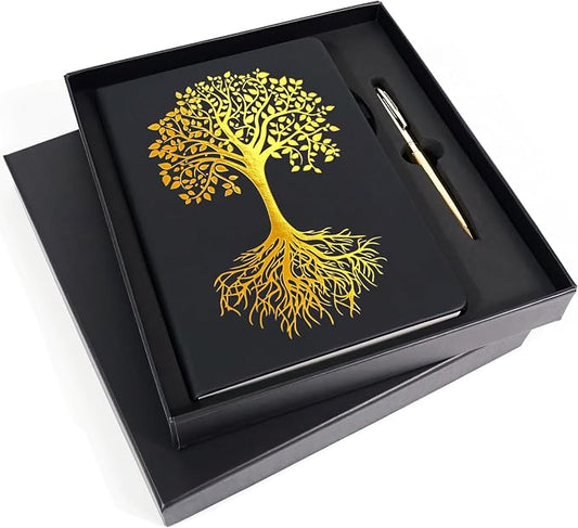 Veway Tree of Life Journal and Pen Gift Set - Vegan Leather Journal with Pen - Professional Diary for Women or Men - A5 Hardcover Fancy Notebook Gift Set - Index & 224 Lined Pages