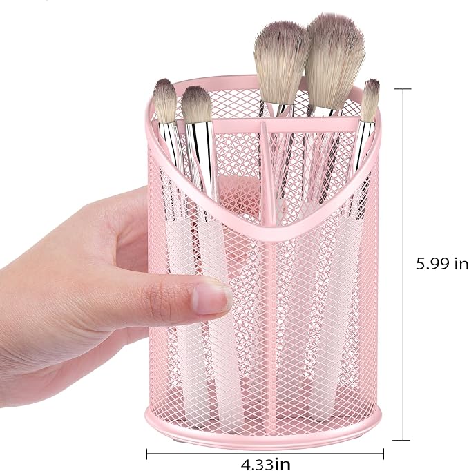 Delifox 2 Pack Pen Holder Mesh Round Pencil (Pink)