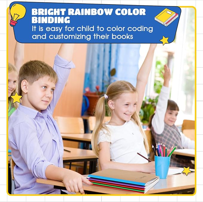 Henoyso 20 Pack Primary Composition Notebook, 9-3/4" x 7-1/2", Kids Primary Journal, K-2 Writing Notebook for Kids Student Draw Write Story Journal Half Blank Books(Fresh Color)