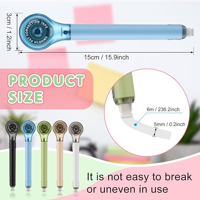 Gersoniel 25 Pack Correction Tape Pen Correctional Ink Tape Push Pull Protective, Easy to Use Applicator for School Office Supplies, 0.2 x 236 Inch (Natural Color)