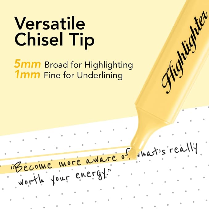 Mini Highlighters, 24 Assorted Quick-Dry Chisel Tip Marker Pens | 6 Bright & 18 Pastel Colors | Water-Based for Studying, Journaling & Office