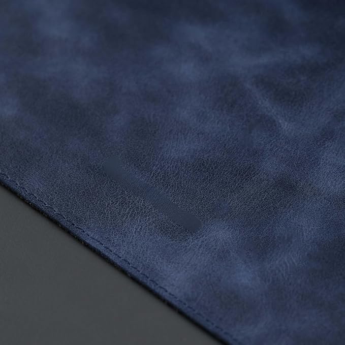 Jersey Genuine Calfskin Leather Desk Pad, Office Desk Mat with Non-Slip Bottom, Smooth Surface for Mouse & Keyboard, Desk Protector (14.6x31.5 inches) (Navy)