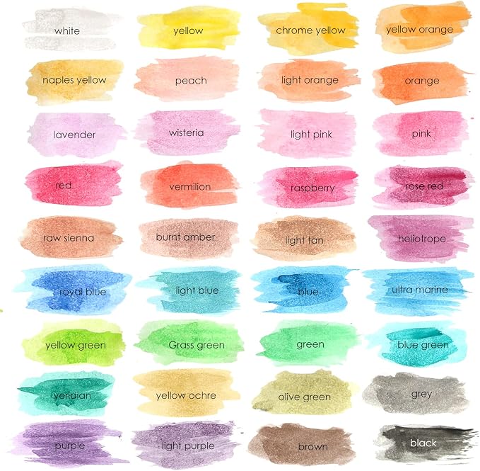 Watercolor Paint Set, 36 Colors of Washable Watercolor Paint Includes Watercolor Palette and 3 Paint Brushes. Great Water Color kids paint