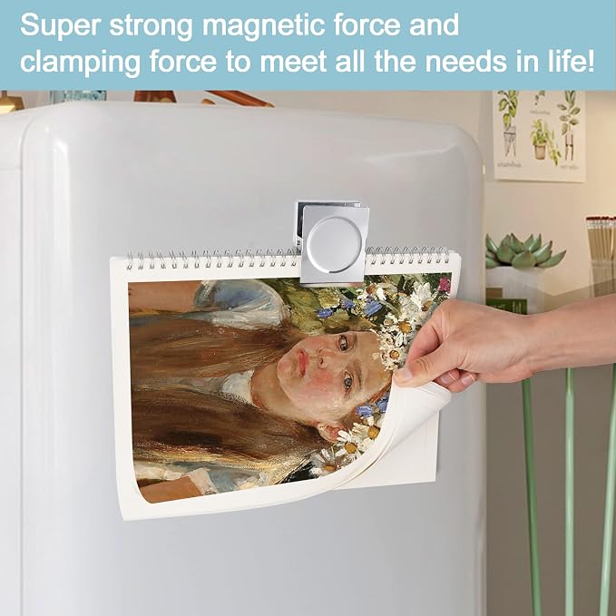 FINDMAG Silver Magnetic Clips, 4 Pack Magnet Clips for Fridge and Office | Magnetic Clips for Cruise Cabins, 2.2 Inch Design, Photo and Picture Display, Hold Daily Notes, Whiteboard, Refrigerator