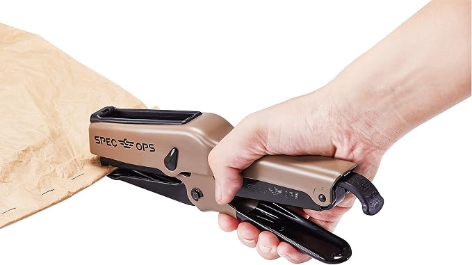 Spec Ops Tools Elite Duty Packaging Plier Stapler, 7/16"" Crown, 1/4""-3/8"" Leg Length Staples, 3% Donated to Veterans
