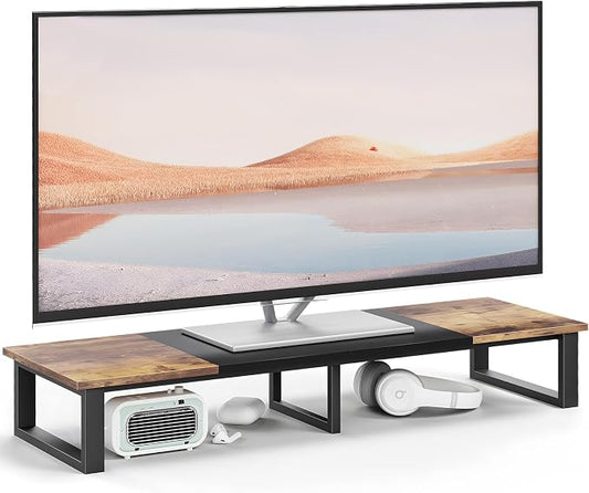aboxoo 45" TV Riser Stand for 32-60 Inch TV, TV Shelf with Steel Legs | Brown TV Riser Stand with Storage, Tabletop TV Riser for Home Living Room, Study Office, Fit TV, Monitor, Laptop