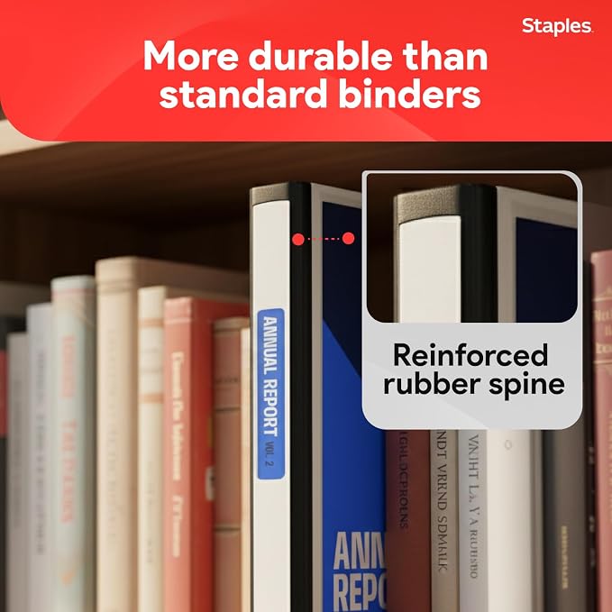 Staples Heavy-Duty 1-Inch D-Ring Binder, White – Large View 3-Ring Binder, Holds Up to 275 Sheets for School & Office