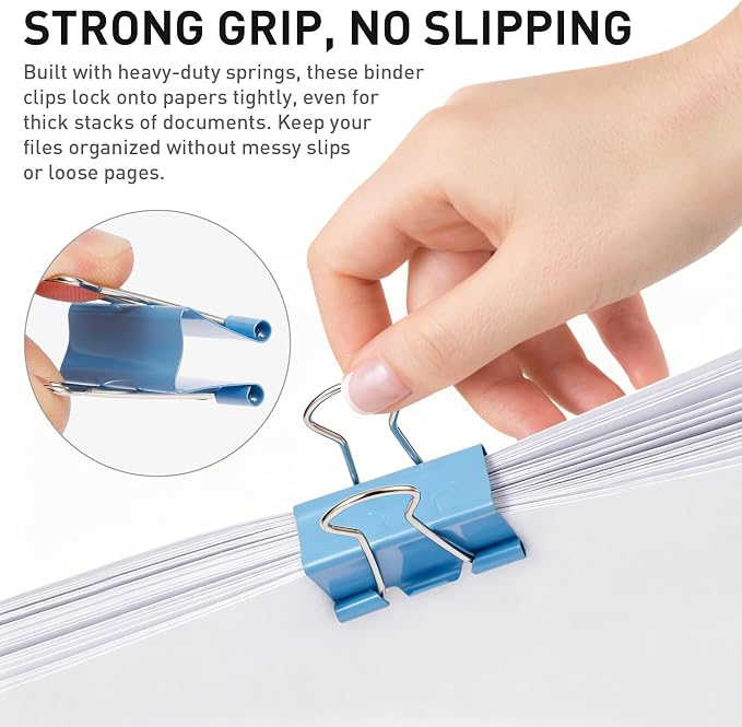 Colored Binder Clips, Assorted Sizes, 120 PCS | Large Medium Small Mini Paper Clamps, 4 Sizes (1.26"/0.98"/0.75"/0.59"), Storage Case, Office Supplies Clips