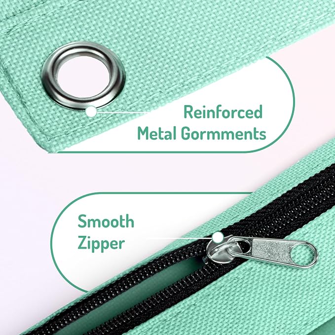 Forvencer Pencil Pouch for 3 Ring Binder, Pastels Pencil Case with Smooth Zipper, Cute Soft Pen Bag with Clear Window & 3 Reinforced Grommets, Big Capacity Binder Bag, School Office Supplies, Purple