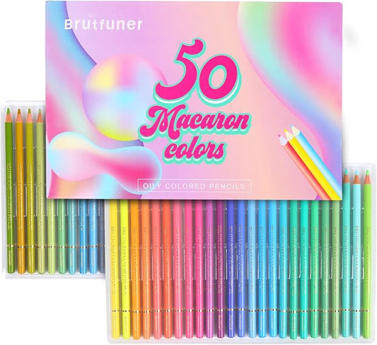 50 Macaron Pastel Colored Pencils, Premium Soft Core Coloring Pencils for Adult Coloring Books, Professional Art Drawing Pencils for Shading Kids Sketching Drawing Beginners…