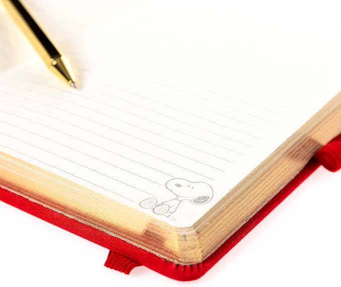 Snoopy Lined Journal Plus Pen by Graphique Luxe Collection, Hardcover Diary Notebook for Writing, Gold Foil Embossing, 160 Pages, 6” x 8”