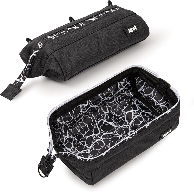 ZIPIT: Lenny Pencil Case - Black & White - Large Storage Capacity Zipper Pouch, Makeup & Stationery Bag, School, Washable Polyester, Kids-Teens-Adults