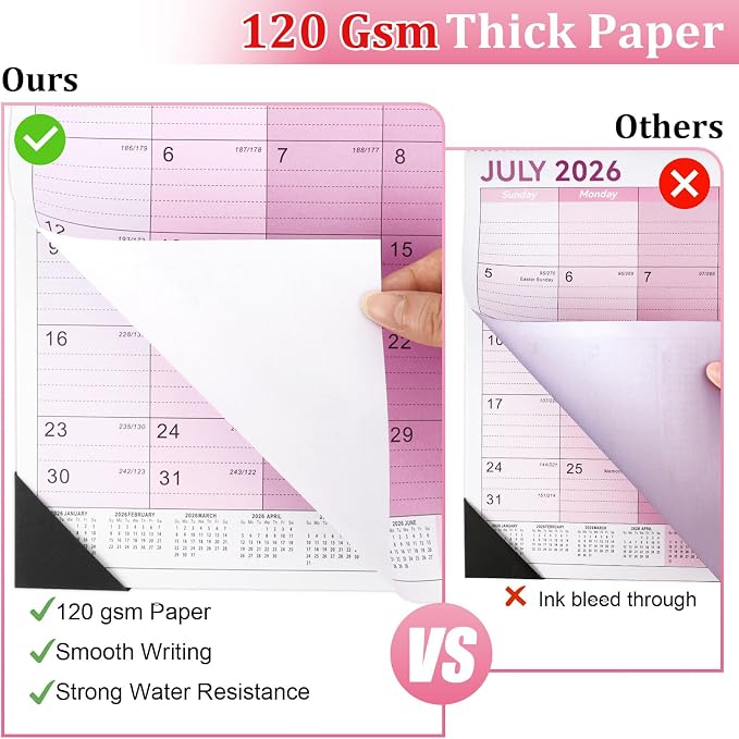Desk Calendar 2026-2027, 14" X 11" Desktop Calendar 2026-2027, 18 Months Calander Runs from July. 2026 to Dec. 2027, Academic Monthly Planner for Home School Office (Pink)