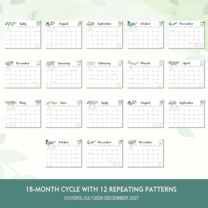 Comix 18 Month Wall Calendar 2026-2027 11x8.5 Inch, Monthly Planner Jul 2026 to Dec 2027, Thick 120GSM Paper with Stable Twin-Wire Binding for Home Office Planning