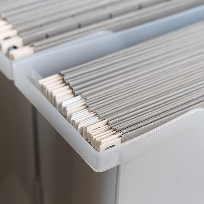 IRIS USA 6-Pack Small Desktop File Box with Open Lid, Clear | Organize paperwork, mail, magazines, and office supplies with portable storage for desks, classrooms, and home workspaces