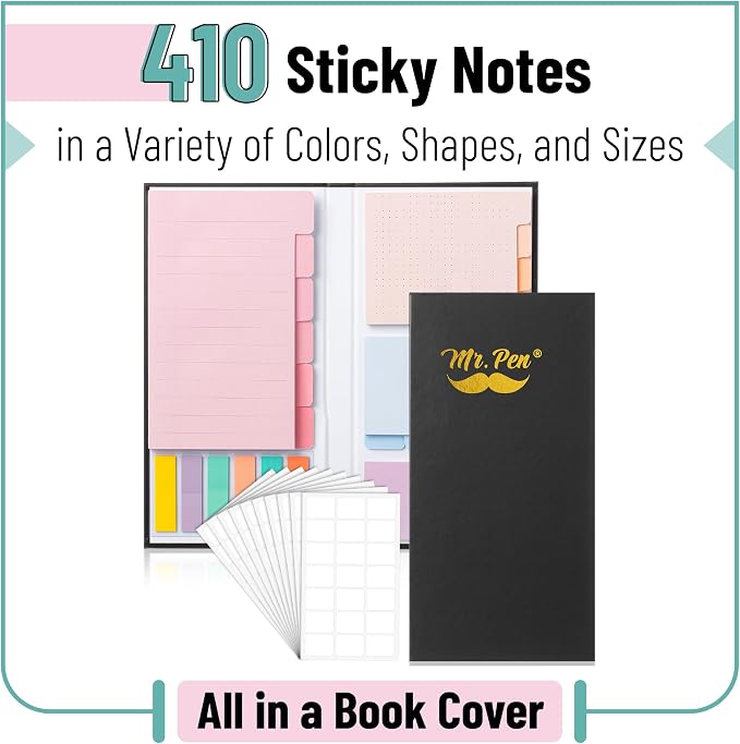 Mr. Pen- Sticky Notes Set, 410 Pack, Ruled | Dotted & Blank Notes with 150 Index Tabs, Divider Sticky Pads for Bible Study, Office, School, Planning