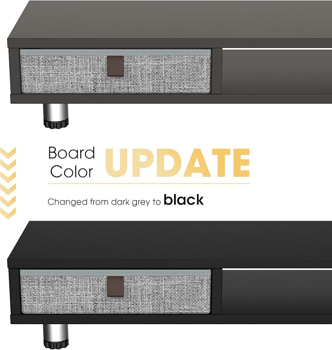 Fenge Dual Monitor Stand, 2-Tier Desk Organizer with Drawers, 42.5in, Black | Monitor Riser with Storage, Ergonomic Height Adjustable Computer Stand, Desk Shelf for Top of Desk, Laptop, PC, TV