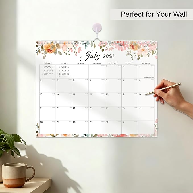 2026-2027 Wall Calendar - 18 Months Wall Calendar 2026-2027 with Thick Paper, Jul 2026 - Dec 2027, 14" x 11", Twin-Wire Binding, Home or Office Calendar for Easy Organizing
