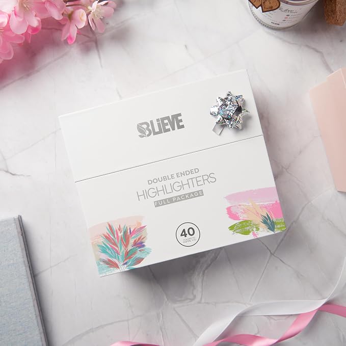 BLIEVE Bible Highlighters No Bleed, Pastel Colors, Dual Tip, 40 Pack | Aesthetic Cute Highlighters, Chisel Tip & Fine Point For Bible & Journaling