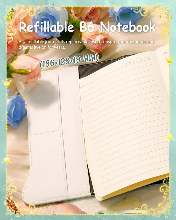 Hoci Poci Diary with Lock and Keys for Girls Gift Ideas, 360 Pages Journal | Elegant Gift Box for Teen Girls, B6 Gold Edged Pages Refillable Notebook with Pen and Bookmark for Writing, Garden Aqua