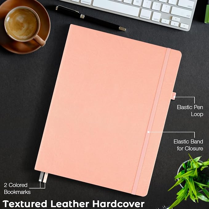 Blank Notebook, Hardcover Sketchbook, Leather Unlined Journal for Women Men | No Bleed Thick Paper Sketch Book for Drawing/Writing/Journaling, Lay Flat, A5 Portable Size for Work, School, and Travel