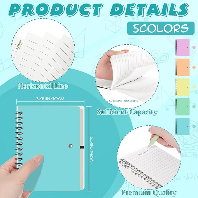 Resurhang 15 Sets Small Notebook Journal with Pen Bulk 4.5 * 5.5 Inch Pocket Size Spiral Lined Notepad for Women Men 100 Pages Notebook Employee Appreciation Gift for Work Study (Pastel)