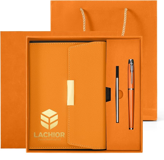 ENOMY Personalized Notebook Set with Pen & Gift Custom A5 Notebook with Magnetic Closure Personalized Journal for Writing Office Graduation Gifts Interviews Men Women, Brown