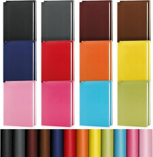 PerKoop 24 Pcs A5 PU Leather Journals for Laser Engraving, 8.1 x 5.6 Inch Lined Notebook Blanks 128 Pages, Lay Flat Ruled Writing Notebooks for DIY Crafting Office School Gifts (Bright Color)