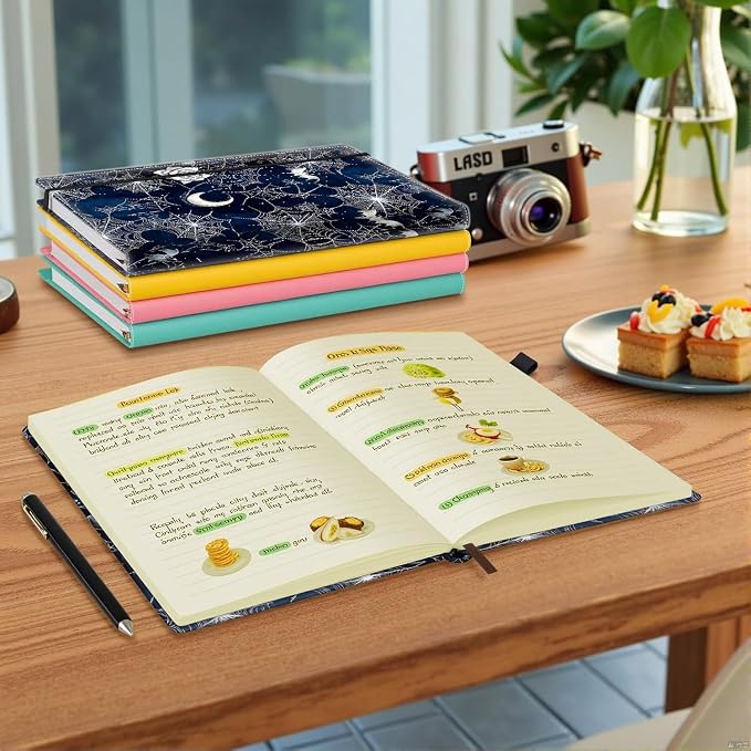 Hardcover Executive Notebooks, A5 PU Leather Lined Journal Notebook, 200 Pages Thick Paper Subject Notebooks for School,Work,Home Writing Business Notebook, Diary Book ，Spider Web