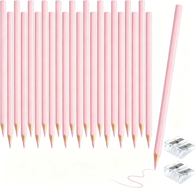 24 PCS Macaron Pink Colored Pencils Pre Sharpened Pencil 2 HB - Ideal for Checking, Grading, Tests & Office/School Supplies