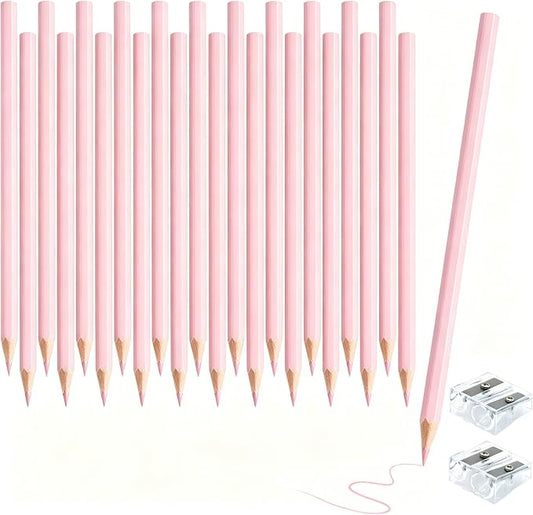 24 PCS Macaron Pink Colored Pencils Pre Sharpened Pencil 2 HB - Ideal for Checking, Grading, Tests & Office/School Supplies