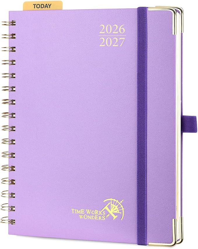 POPRUN 2026-2027 Weekly Planner 6.25" x 8.5" Weekly and Monthly Planner | Jul 2026 - Jun 2027 Daily Agenda Book with Hourly Schedule, Tabs, Hardcover, School and Office Supplies- Violet