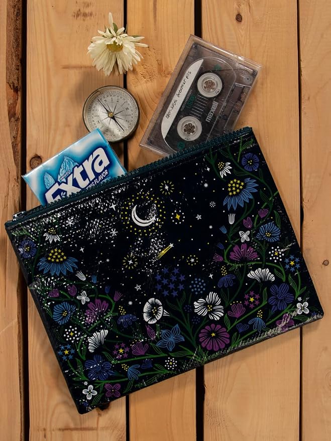 Blue Q Zipper Pouch, Made from 95% Recycled Material, 7.25" h x 9.5" w, Colorful Chunky Zipper