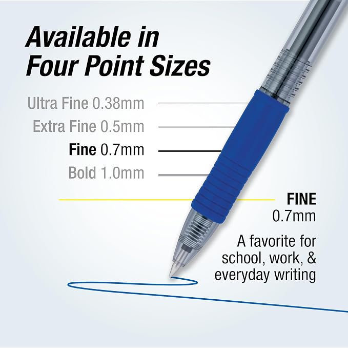 Pilot G2 Premium Gel Roller Pens Fine Point 0.7 mm, Blue Ink Pens Fine Point, Pack of 14 - Ideal for School, Journaling, and Office Writing