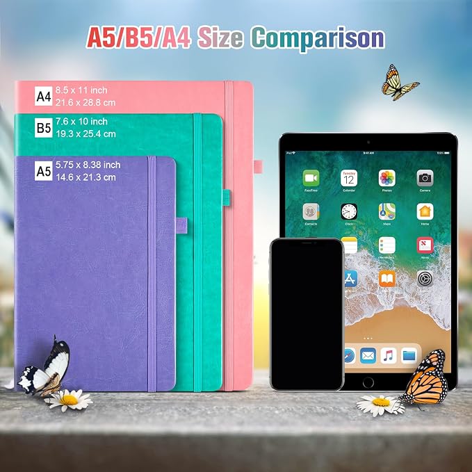 College Ruled Notebook 8.5" x 11", 312 Numbered Pages Lined Leather Journal | Extra-Thick with 2X Writing Space, 100gsm No Bleed Paper, Hardcover, Lay-Flat, for Work, School, Meeting Notes & Journaling