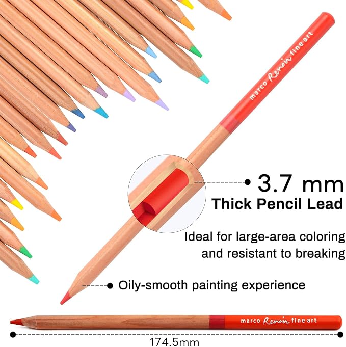 Oil-based Colored Pencils Set for Adult Professional Coloring 3.7mm Thick Core Unbreakable Great Color Rendering Iron Box Packed For Artists & Art Lovers (Renoir 3100 Series-48 Colors)