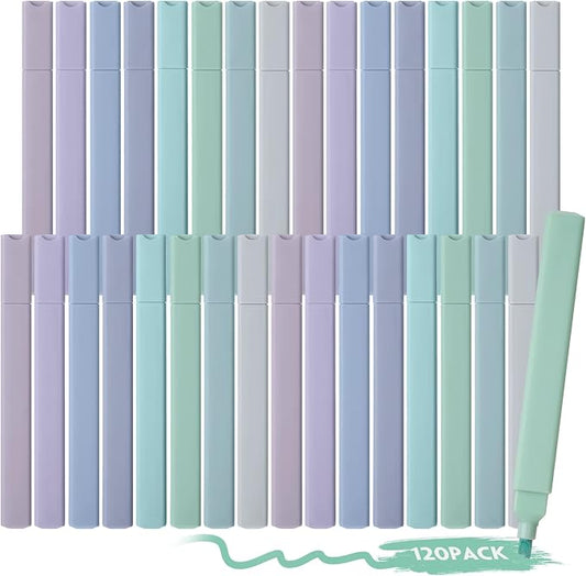 Marspark 120 Pcs Highlighters Bulk Chisel Tip Aesthetic No Bleed Cute Color Marker Pens for Journal Planner Notes School Study Office Supplies (Avender Mint Colors)