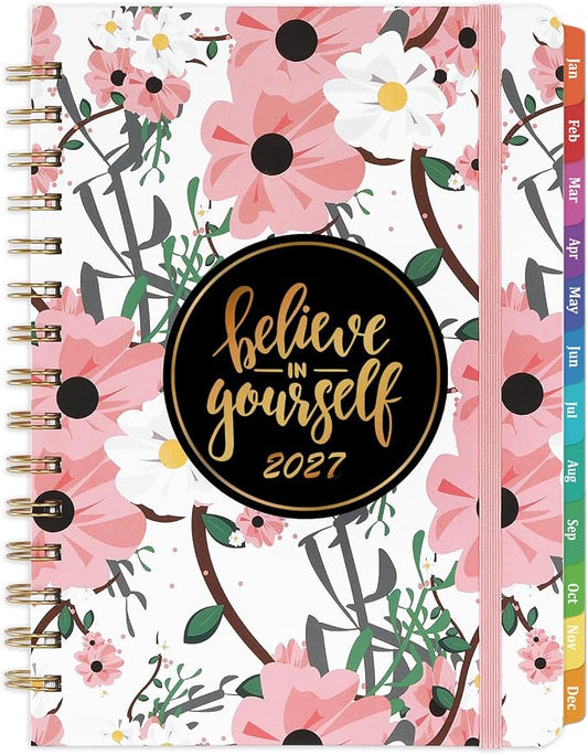 2027 Planner - Weekly & Monthly Planner 2027 with Tabs, 6.4" x 8.5", Jan 2027 - Dec 2027, Hardcover, Strong Binding, Thick Paper, Back Pocket, Elastic Closure, Inspirational Quotes