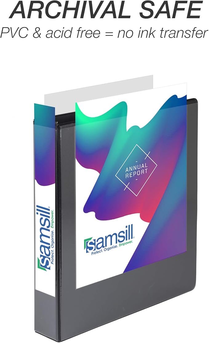 Samsill Durable 1.5 inch 3 Ring Binder, D Ring Binder, 100% Recycled Chipboard, Black, 12 Pack