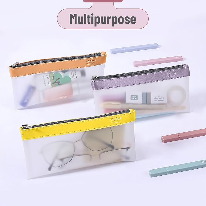 Mr. Pen- Clear Pencil Pouch, 8.50"x4.25", 3 Pack, Durable TPU Material | Medium Water-Resistant Pencil Bags with Smooth Zipper, Multipurpose Clear Pouch for Stationery, School, Office
