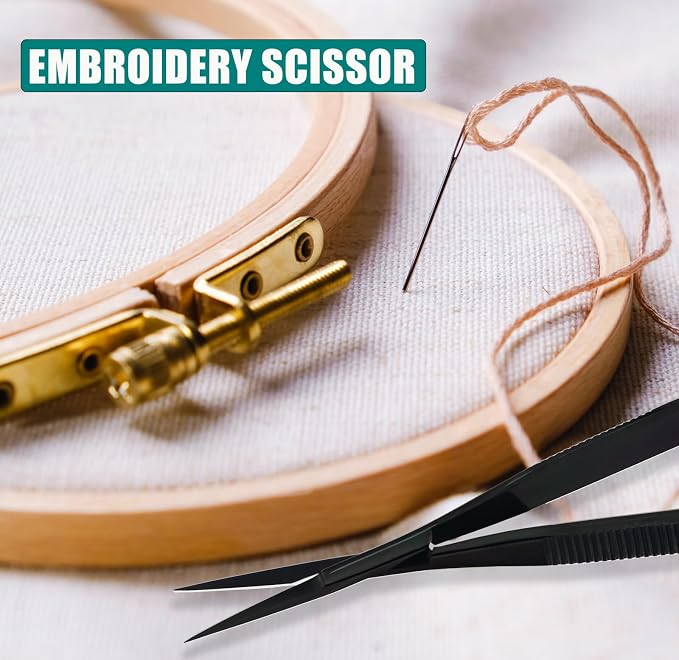 Cross Edge Curved Spring Scissors 5 Inch Stainless Steel Precision Eyebrow & Eyelash Shaping & Trimming Scissor, Snips Squeeze, Embroidery, Knitting Micro Tip Craft Scissors (Black)