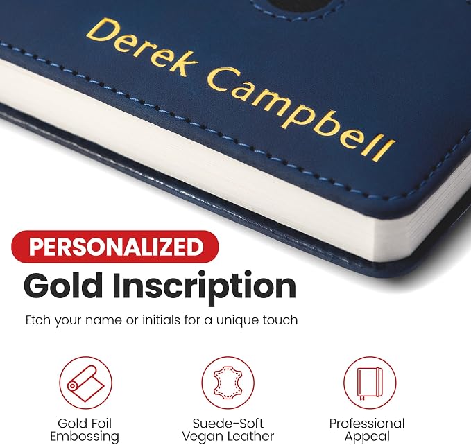 Promot Personalized Notebook - A5 Lined Leather PU Journal Notebook (Blue) | Premium Leather-Look Cover, Smooth Lined Writing Pages, Durable Everyday Design, Elegant Professional Appearance