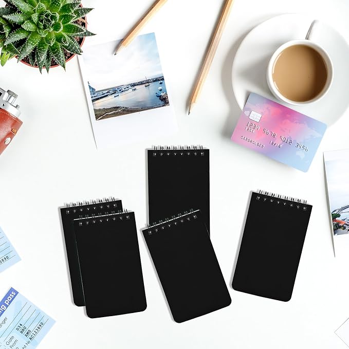 12 Pack mini Spiral Steno Pads,3x5 Inch Small Pocket Notebooks,75 Sheets/150 Pages College Ruled Lined Note Pads For Kids Adults Outdoor,Home,School,Office (Black)