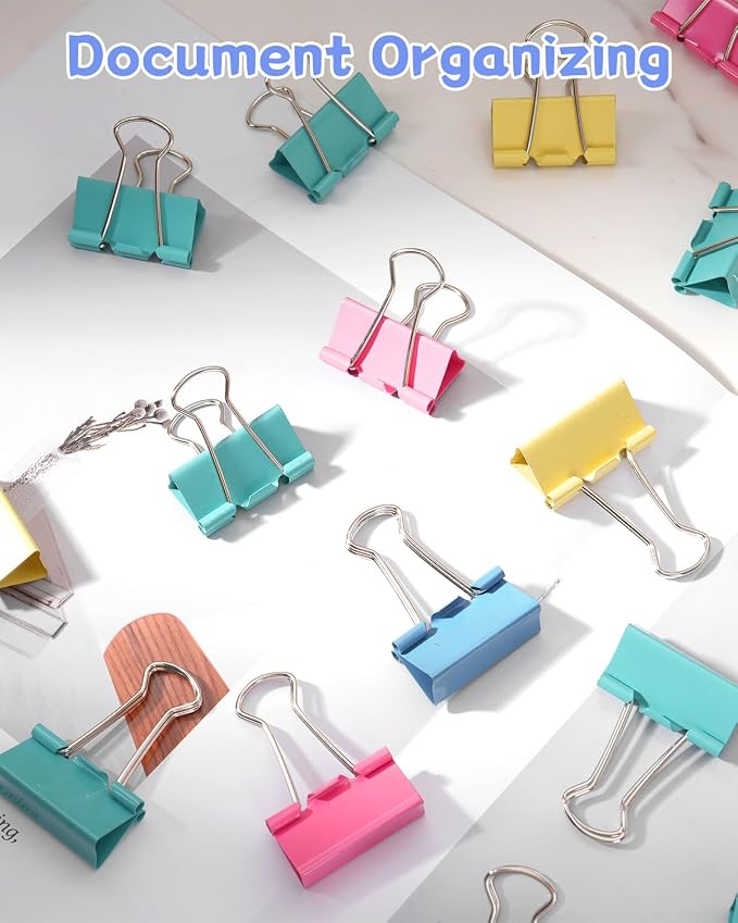 300 Pcs Medium Binder Clips, 1.25 Inch Metal Paper Clips with Strong Grip for Office School Business Paperwork, Assorted Colors
