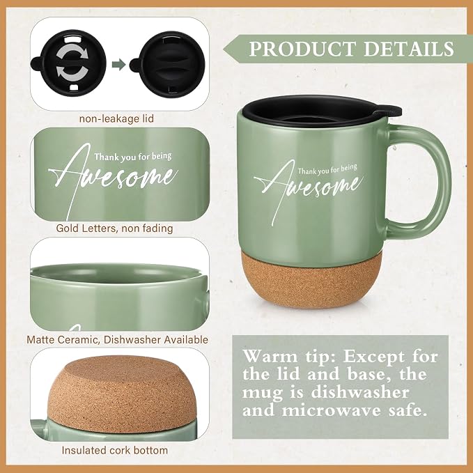 Sayglossy 4 Pcs Thank You Gifts for Men Women Teacher Employee Coworker Appreciation Notebook Inspirational Coffee Mug Scented Candle Ballpoint Pen for Volunteer Housekeeping