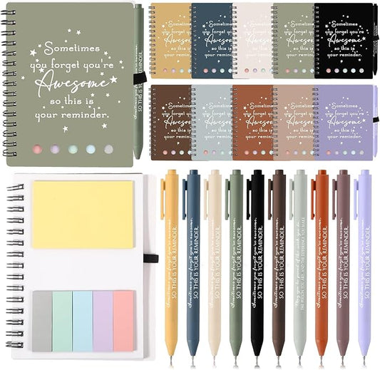 Chuangdi 20 Sets Back to School Teacher Gifts Appreciation Journal Inspirational Notebook with Sticky Notepad Ballpoint Pen Bulk Thank You Gifts for Student Staff Team Coworker Nurse(Neutral)