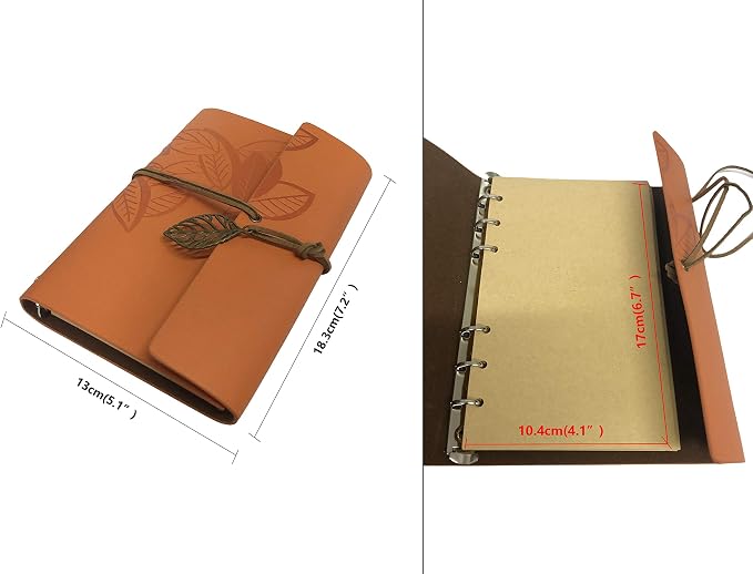 HARDCOVER JOURNAL Writing Notebook - Antique Handmade HARDCOVER Bound Daily Notepad, Vintage Leaf Series, (Leaves, Dark Blue)