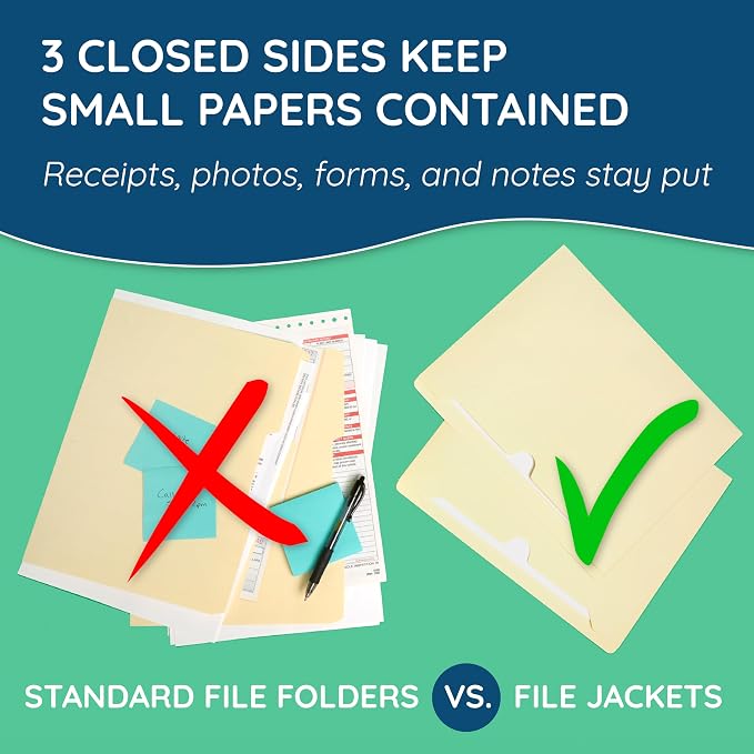 Blue Summit Supplies 2 Inch Manila File Jacket, 50 Folders, Reinforced Straight Cut Tab, Heavy Duty 2 Inch Expansion Pocket, Letter Size, 50 Pack