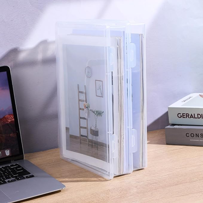 3 Pack Clear Plastic Storage Box with Flap Lid, Multipurpose A4 Size Craft Organizer for Art Supplies, Pencils, Markers, and Document Storage, 12.8 x 9.3 x 2.1 Inches
