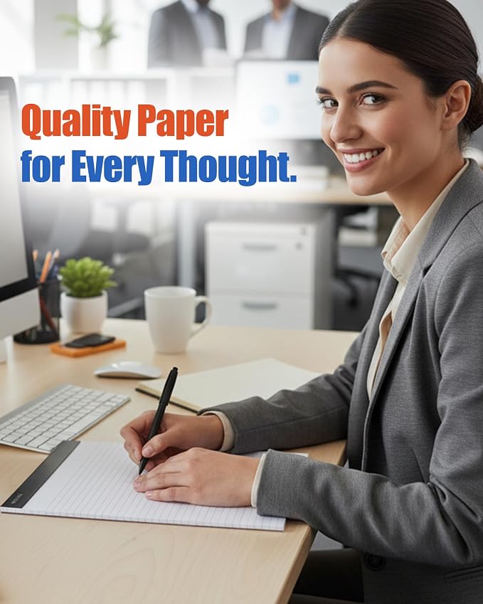 Mintra Office White Legal Pads – Ruled Notepads and Micro-Perforated Sheets, Ideal for Writing, Note-Taking & Creativity, Office, or Professional Use, Basic Pad 6 pack, 8.5"x11" (Wide Ruled)